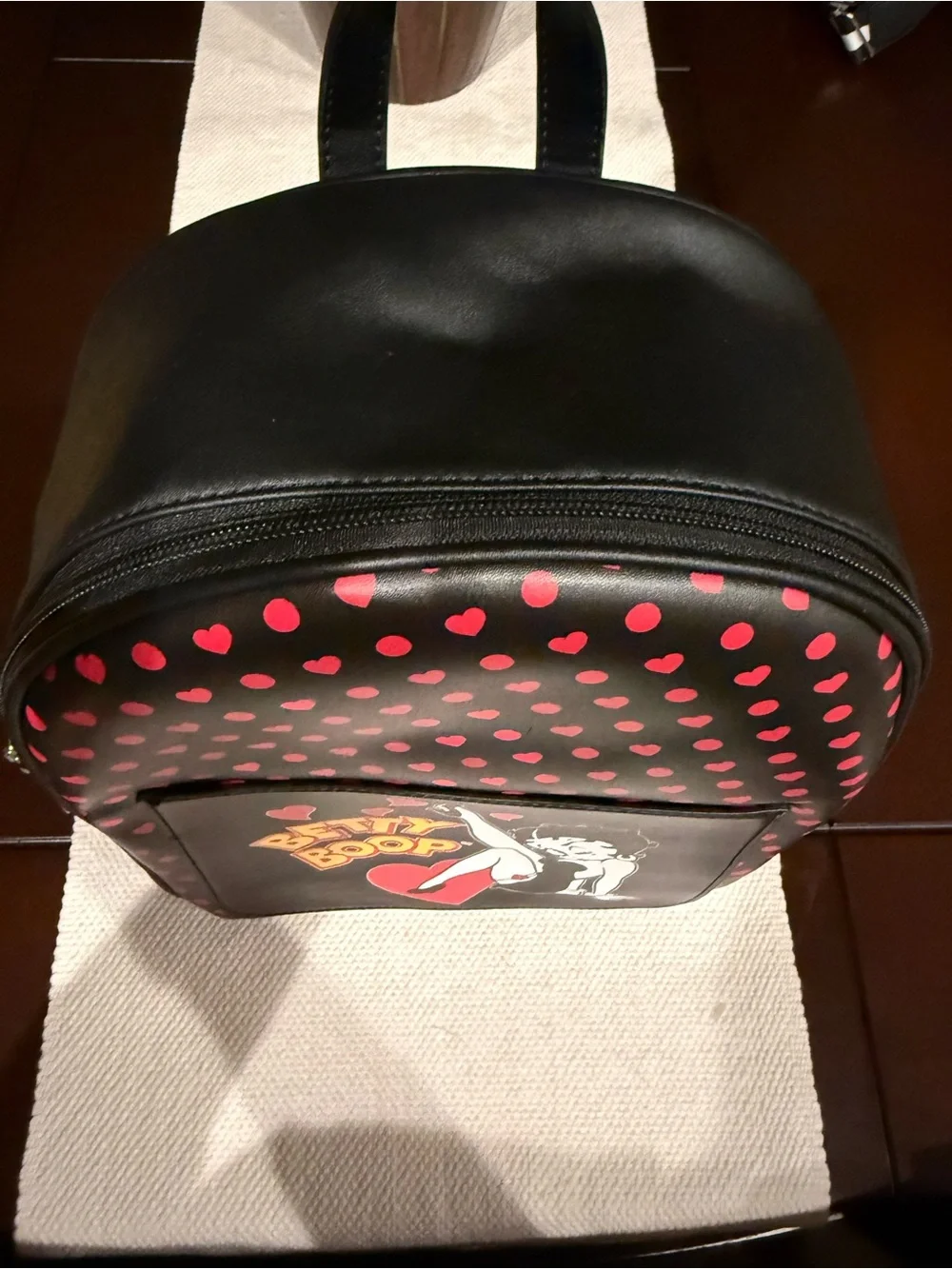 Betty Boop Black Mini Backpack with Red Heart Print *NWT